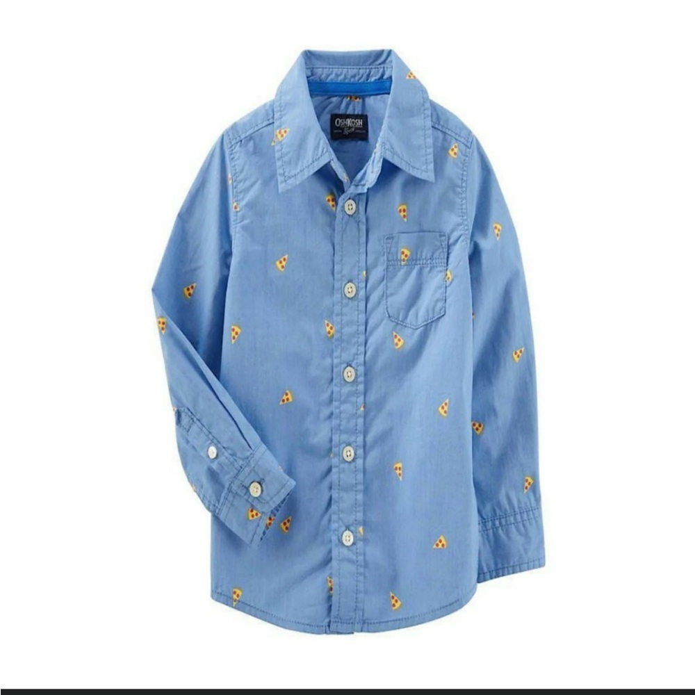 Boys Osh Kosh 100% Cotton Pizza Button Down Shirt